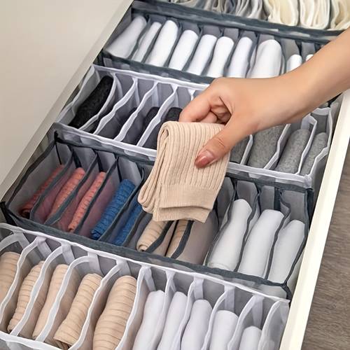 11 grid transparent mesh storage bags suitable for socks underwear scarves and ties hand washable closet organizing bags with zipper closure lightweight and foldable design for space management clothing storage bags in 3