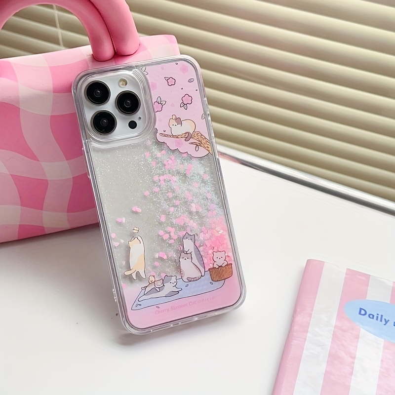 

Pink Cherry Blossom Quicksand Case For Apple 15 Pro Max/15 Pro/15/15/15plus/14 Pro Max/14 Pro/14/14plus/14/13 Pro Max/13 Pro/13 /12 Pro Max/12 Pro/12/11pro Max/11 All-inclusive Phone Case