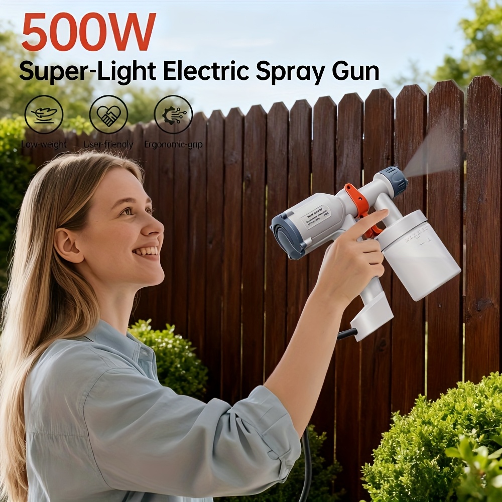 E-shop HVLP Farbspritzgerät, einfach zu bedienende Spritzpistole, ultraleichte elektrische Spritzpistole mit 600 ml (20 Fl Oz) abnehmbarem Becher, 2