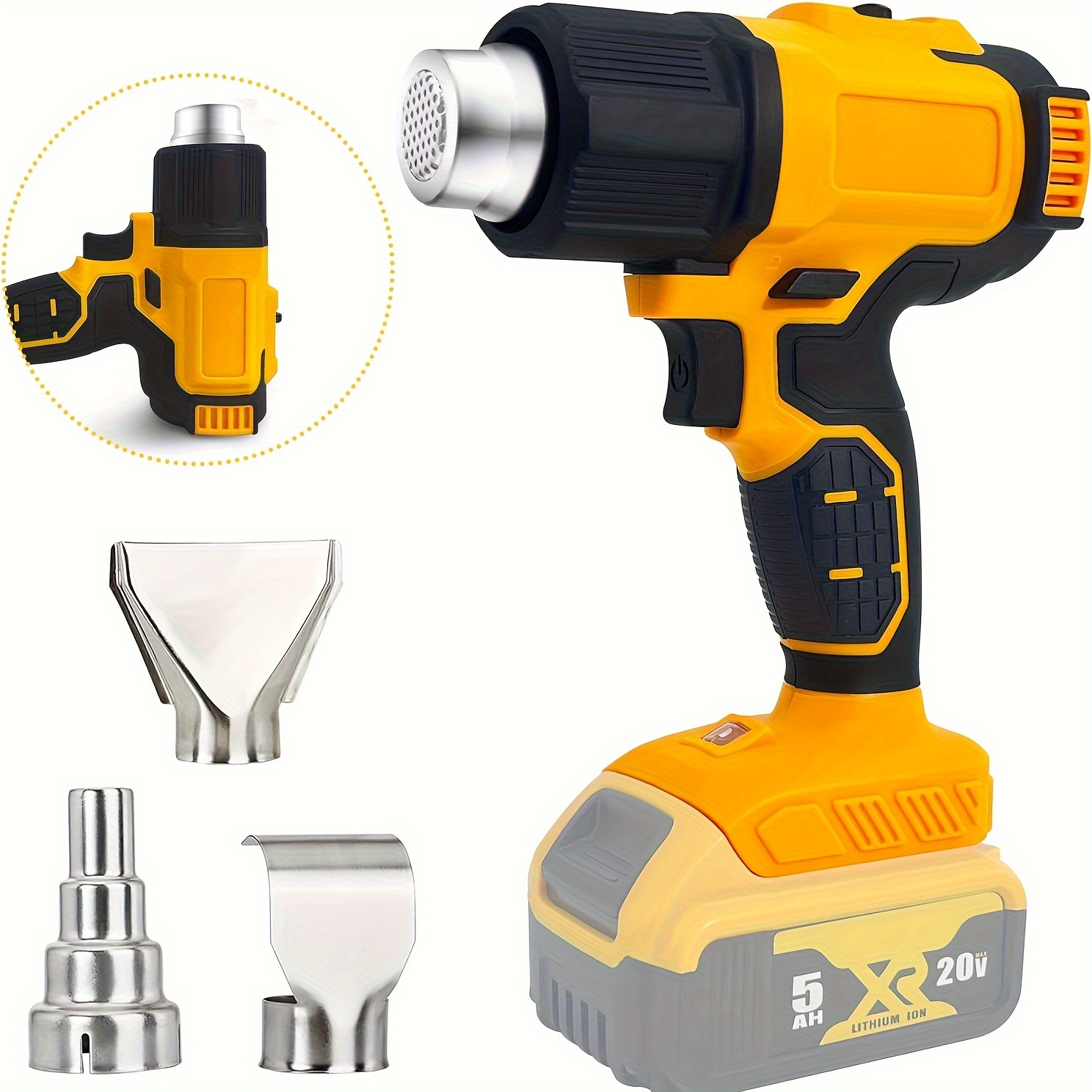 

Wibbins For Dewalt 20v , Hot Air 3 Nozzles, 2- Are 572°f (300°c) And Max 1022°f (550°c) Heating Wireless Led (battery Not Included)