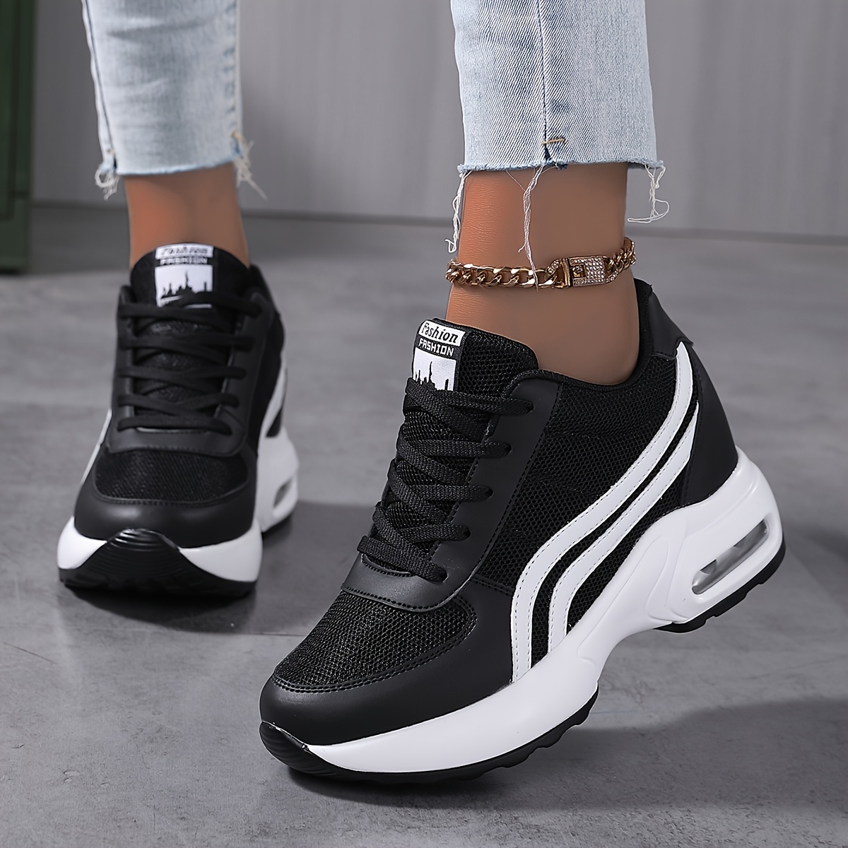damen versteckte keilplattform plateau-sneaker high top