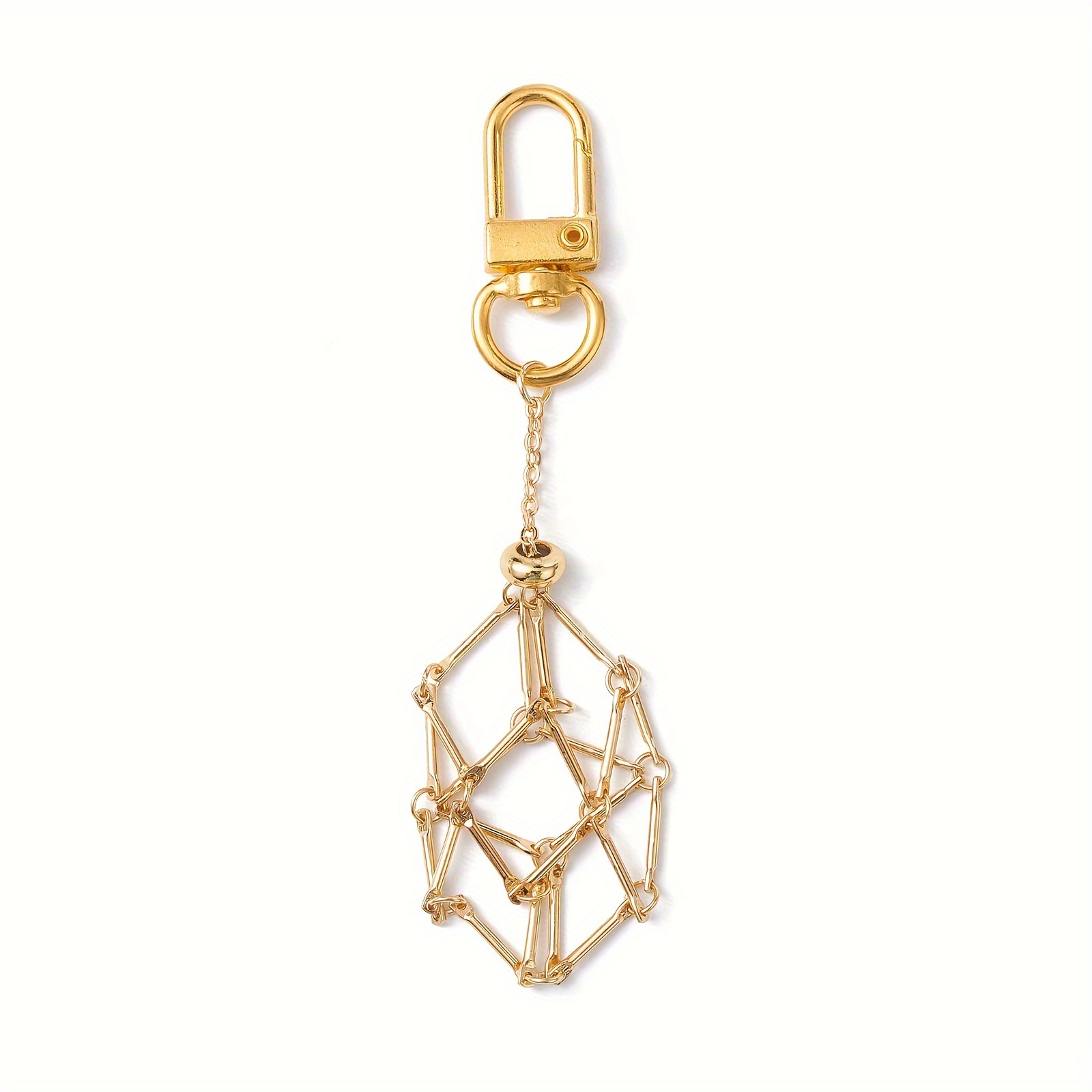 

1pc Brass Macrame Pouch Empty Stone Holder Pendant Decoration, With Alloy Swivel Clasps, Golden Color/platinum Color Pendant Holder For Diy Jewelry Making, 3.94 Inch(100mm)