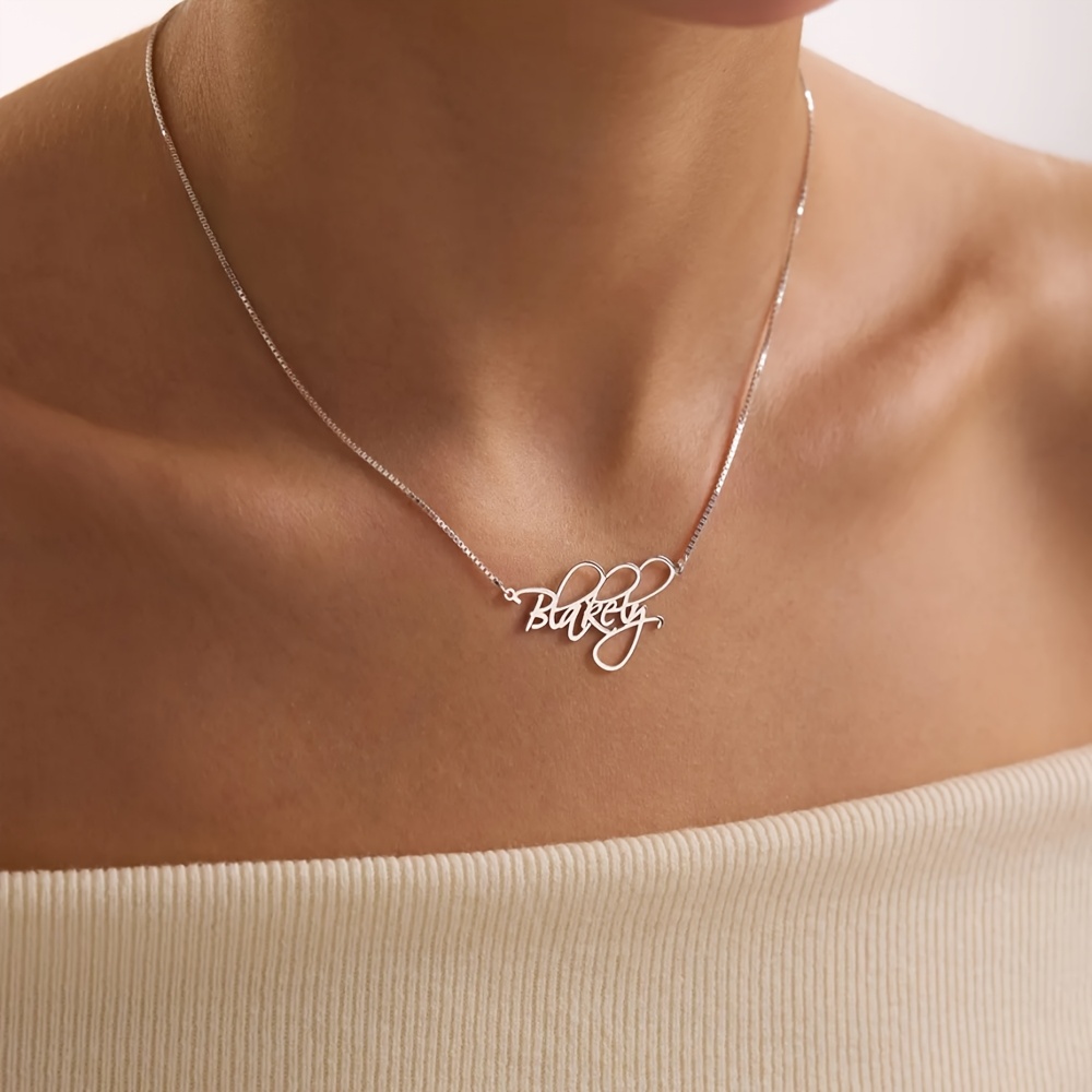 Custom Name Golden Dainty Box Chain Necklace, Valentine's Gift