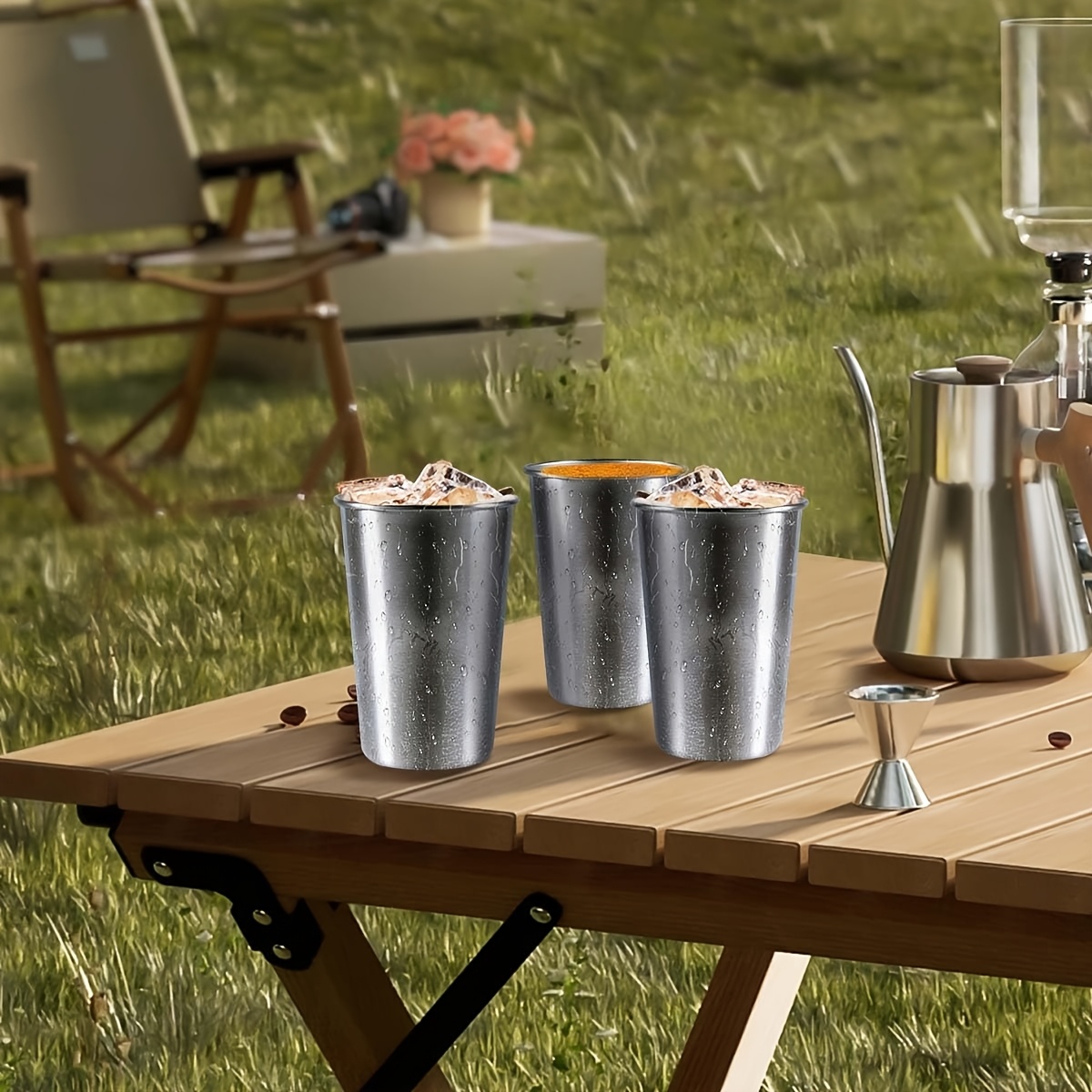 3 6pcs 16oz metal pint cups 304 stainless steel tumblers - Temu