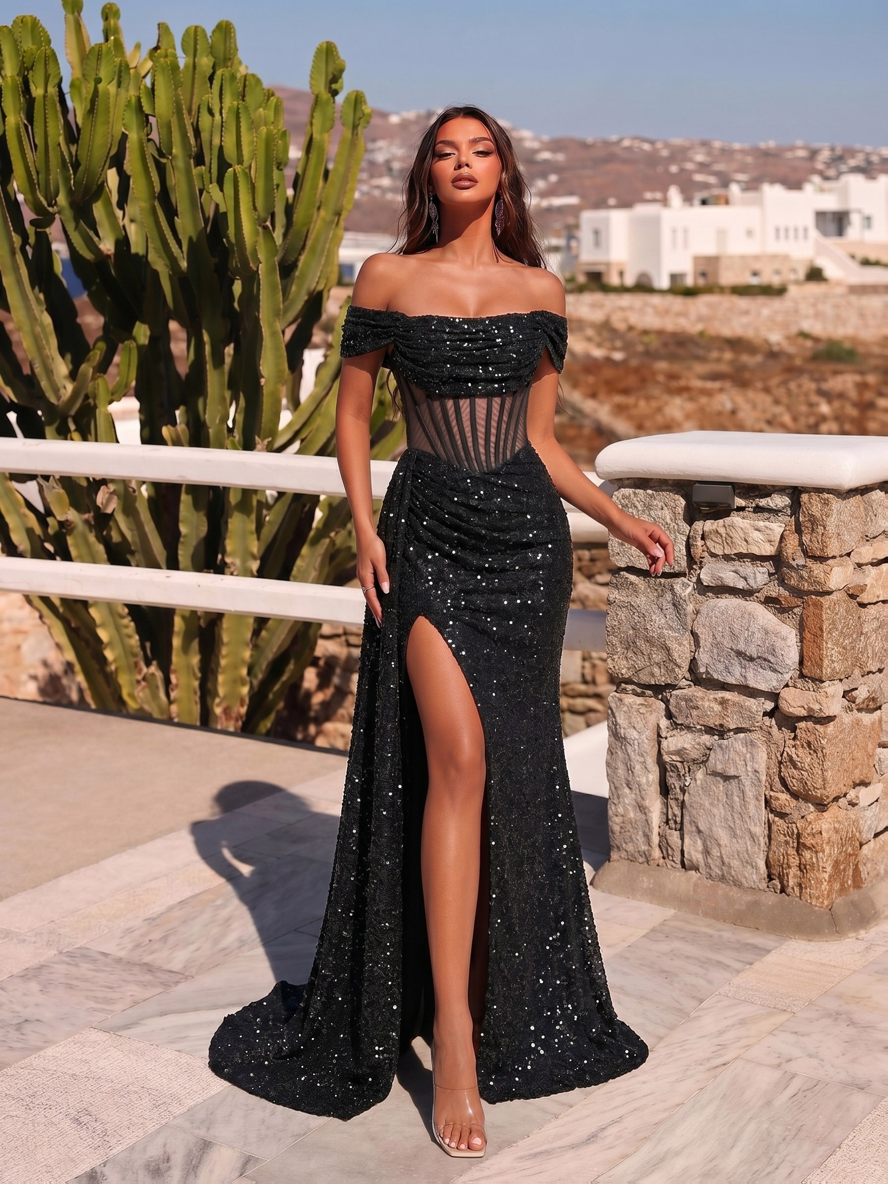 blood red prom dress Mermaid Scoop Cross Back Dark with Sequined PG609 US0 / As Picture and sparkly sequin detailing Halter Dresses for Vacation collection_bottoms Size:11.5 Toddler