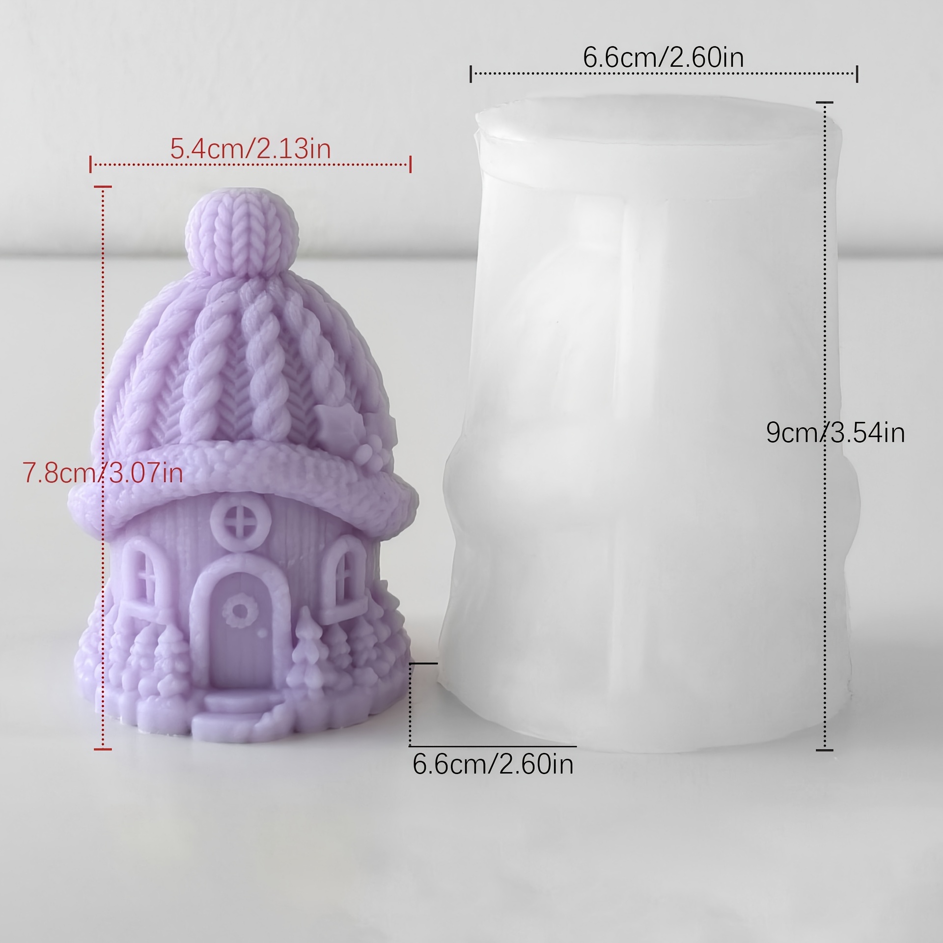 TEMU Reusable Silicone Mold Compatible For Diy Christmas Candles & Resin Ornaments - 3d Cabin With Knitted Hat Design, Reusable Demolding For Plaster