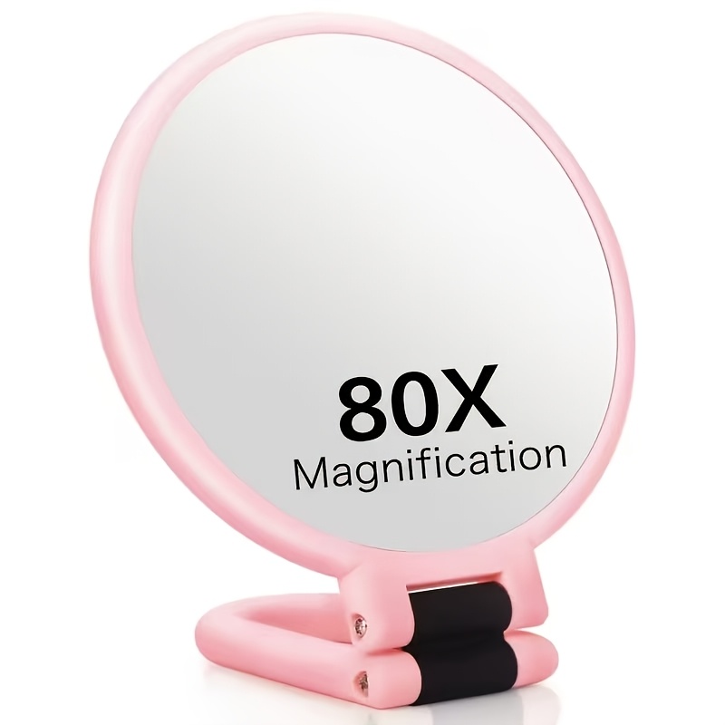 TEMU 1 X de Maquillage à Loupe Double Face Portatif, Grossissement 1x/80x, Surface de HD/Matériau ABS de Haute Qualité, de Table Pliant Suspendu