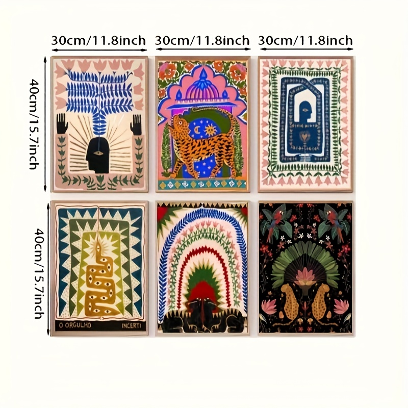 TEMU 6pcs Poster di Film Astratti di Tigre Senza Cornice, da Parete su Tela Colorata per Camera, Bar, Decorazione di , da Parete per Bar | Poster