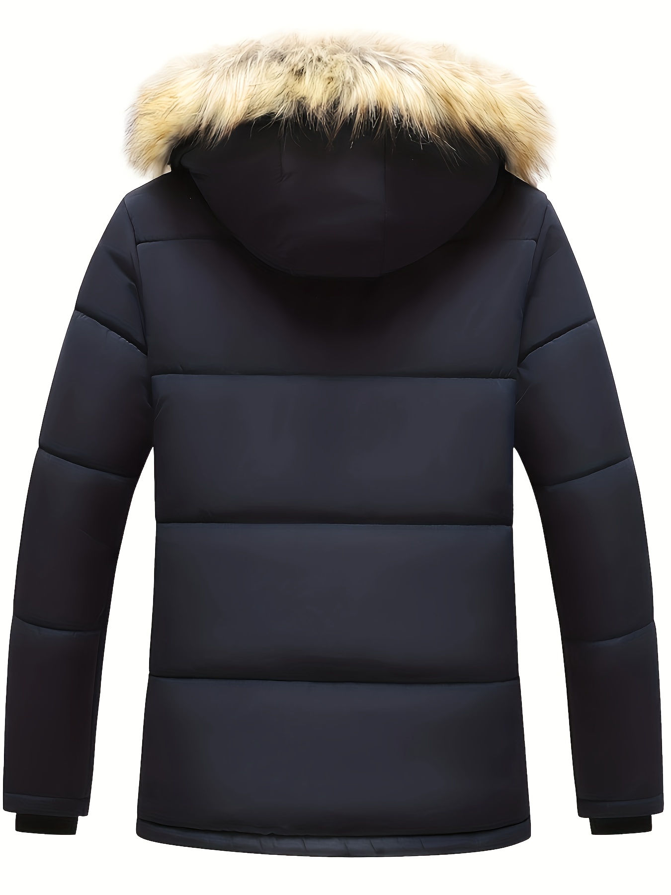 s Casual Hooded Puffer Jacket Polyester Fiber Fill Non Stretch Woven Fabric Solid Color with Pockets Thickened Fleece Lined Winter Coat