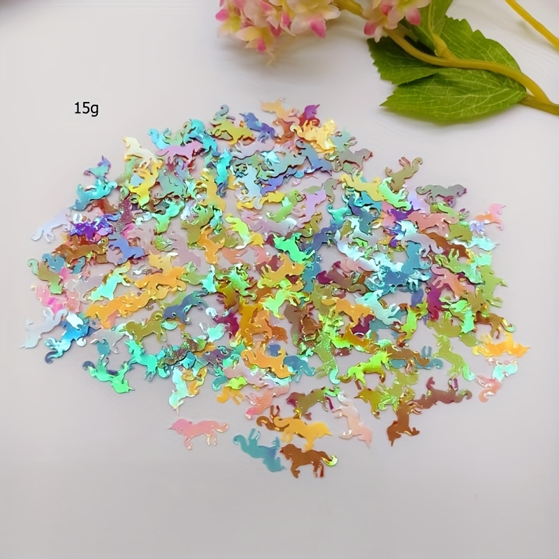 Image of 15g Party Decoration Sequins, Unicorn Sequins, Colorful, Table Decorations For Birthday Parties, For Halloween, Christmas