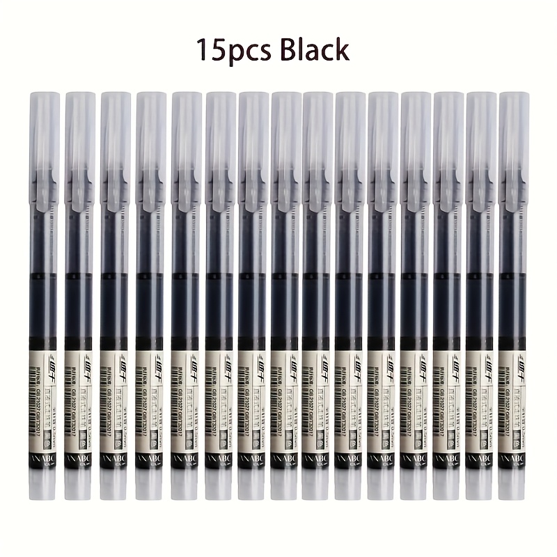 15pcs Gel Pen Quick- S, 0.5mm Fine Point, Lightweight Plastic Pens With Ink Supply, Ideal For School And Office Writing
