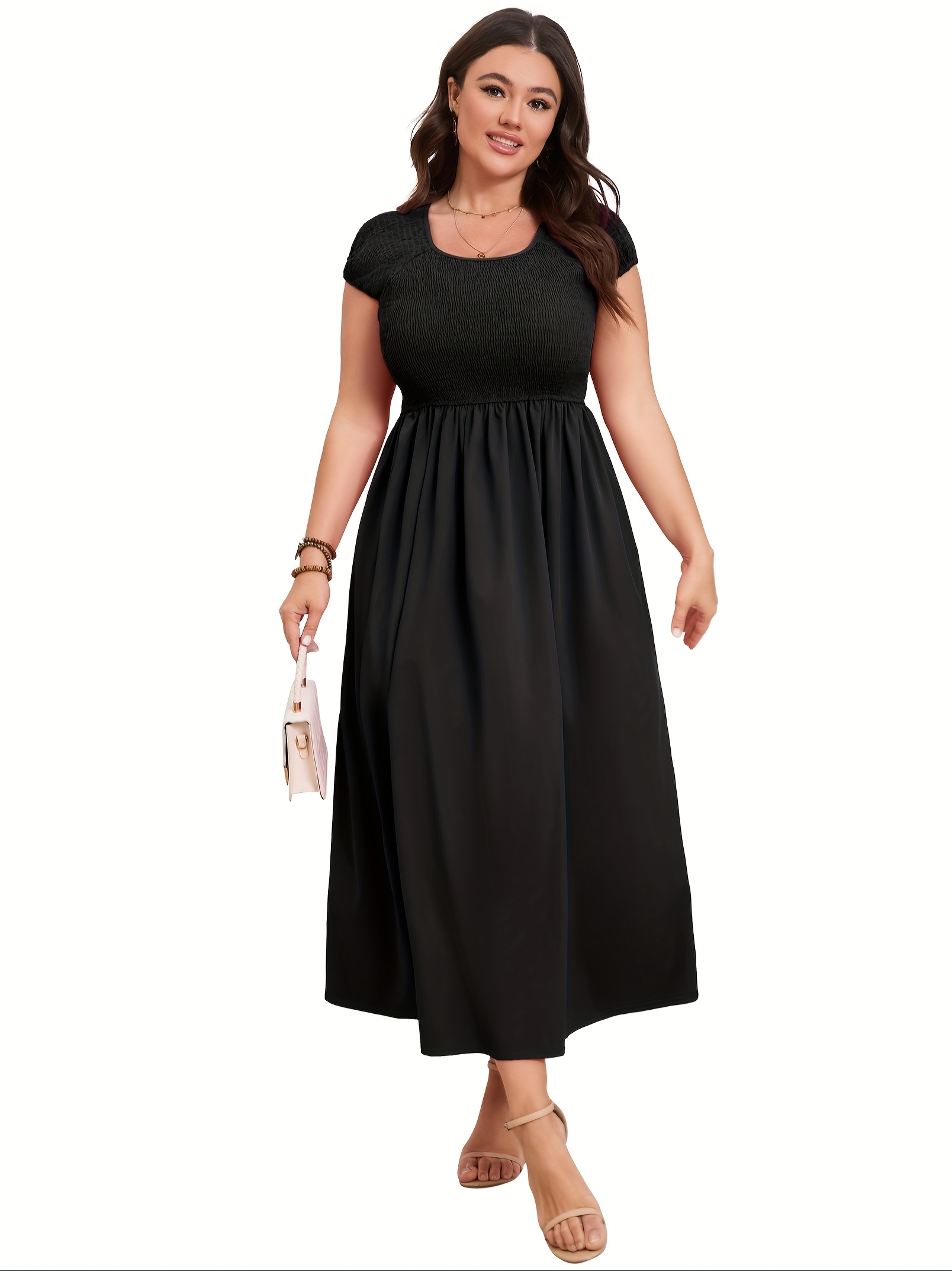 sachin and babi light blue dress Lady Long Sleeve High Waist Dress Bowtie Flare Sweet Midi Casual Retro  Dresses main image 1