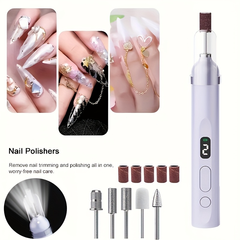 

Rechargeable Electric Nail Drill Set With 6 Grinding Heads, Portable Sander For Acrylic And Gel Nails, Lcd Display, Usb Charging, Manicure And Pedicure Tool Kit For Nail Salon Equipment