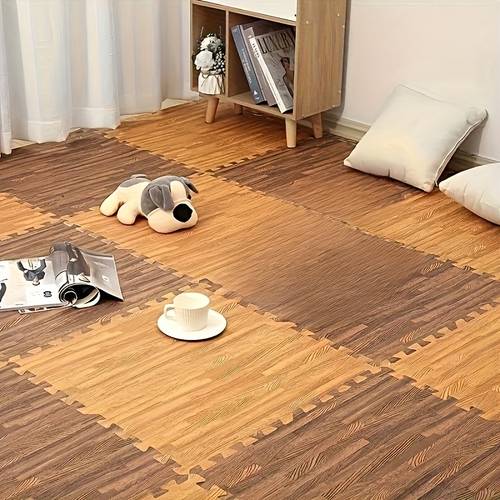 10 20pcs set wood grain foam floor puzzle mats hand washable multi functional foam carpet tiles suitable for indoor play and room decoration each piece measures 11 81x11 81 inches