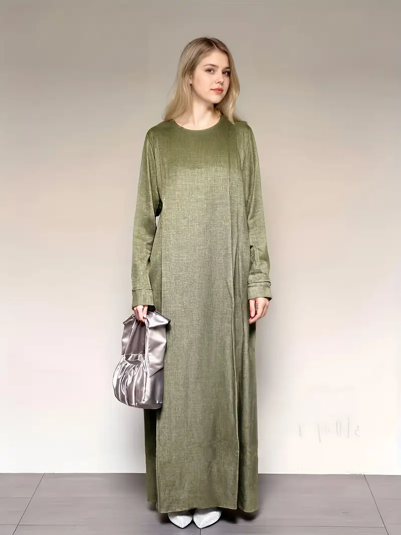 middle eastern elegant solid color belt long sleeve robe - Temu Cyprus middle eastern elegant solid color belt long sleeve robe - Temu Cyprus