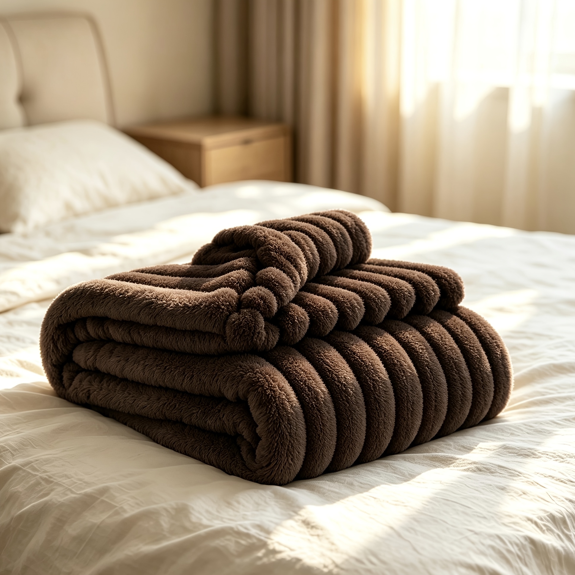 TEMU 1pc Solid Color Double-sided Wide Striped Blanket, Multiple Colors & Sizes , Perfect Gift , Skin-friendly Warm Fabric, All Season Universal,