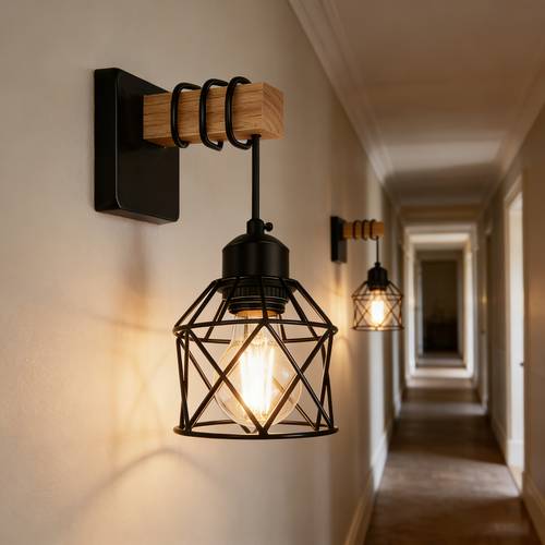 ensemble dappliques murales industrielles rustiques, lampe murale cage en métal vintage, luminaire mural de ferme, convient pour la décoration de chambre, couloir ou , base dampoule e27, applique murale pour salon ou chambre ( ampoule)
