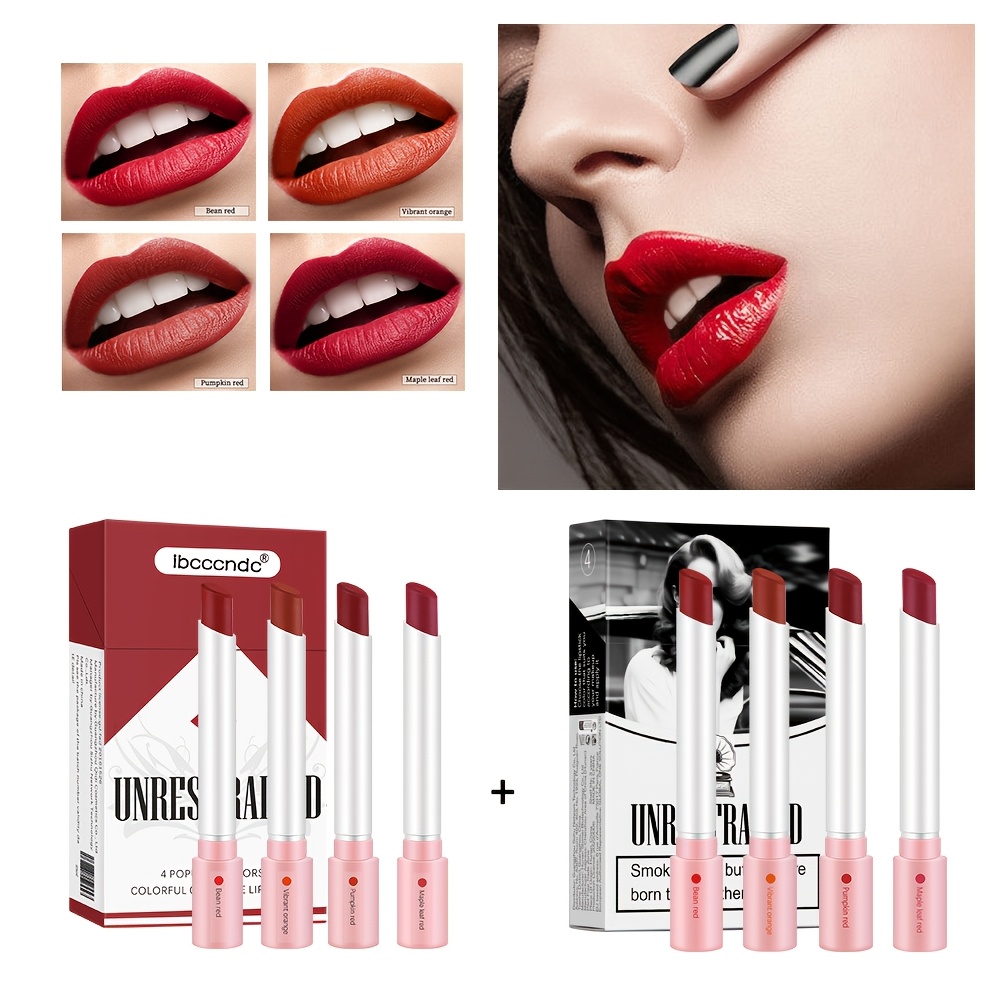 8pcs lakerain matte lipsticks   design 2 boxes containing 4 lipsticks each high   matte end effortless application valentines day and birthday gift Product details 0