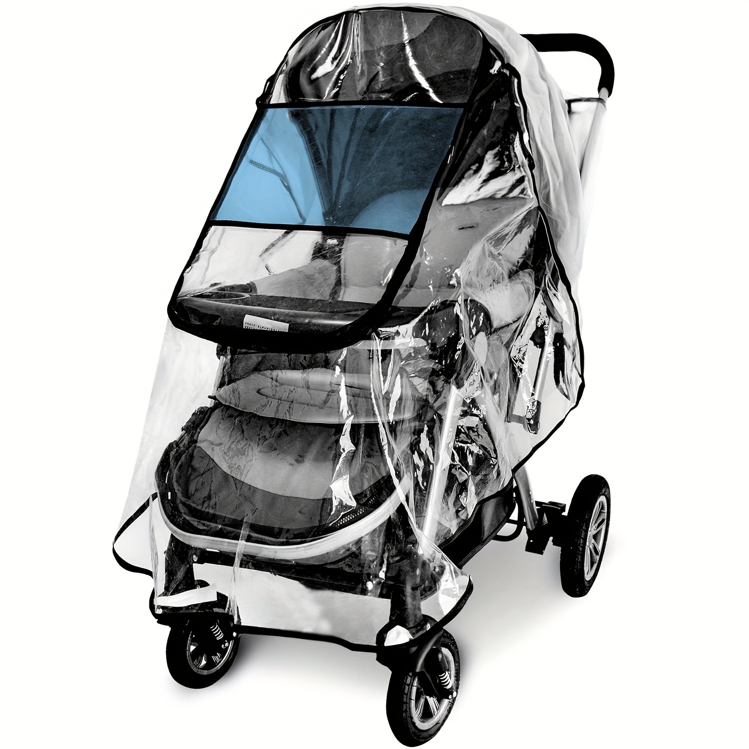 

Universal Stroller Rain Cover - Plastic Weather For Standard Jogging Strollers, And Ventilated, Transparent Protective Film, Fits 3-6 Years