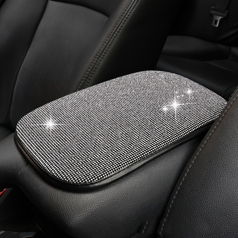 

Car Armrest Pad Cover With Diamond Rhinestone Design, Spandex Material, Protective Cushion For Vehicle Center Console, Universal Fit Interior Accessory