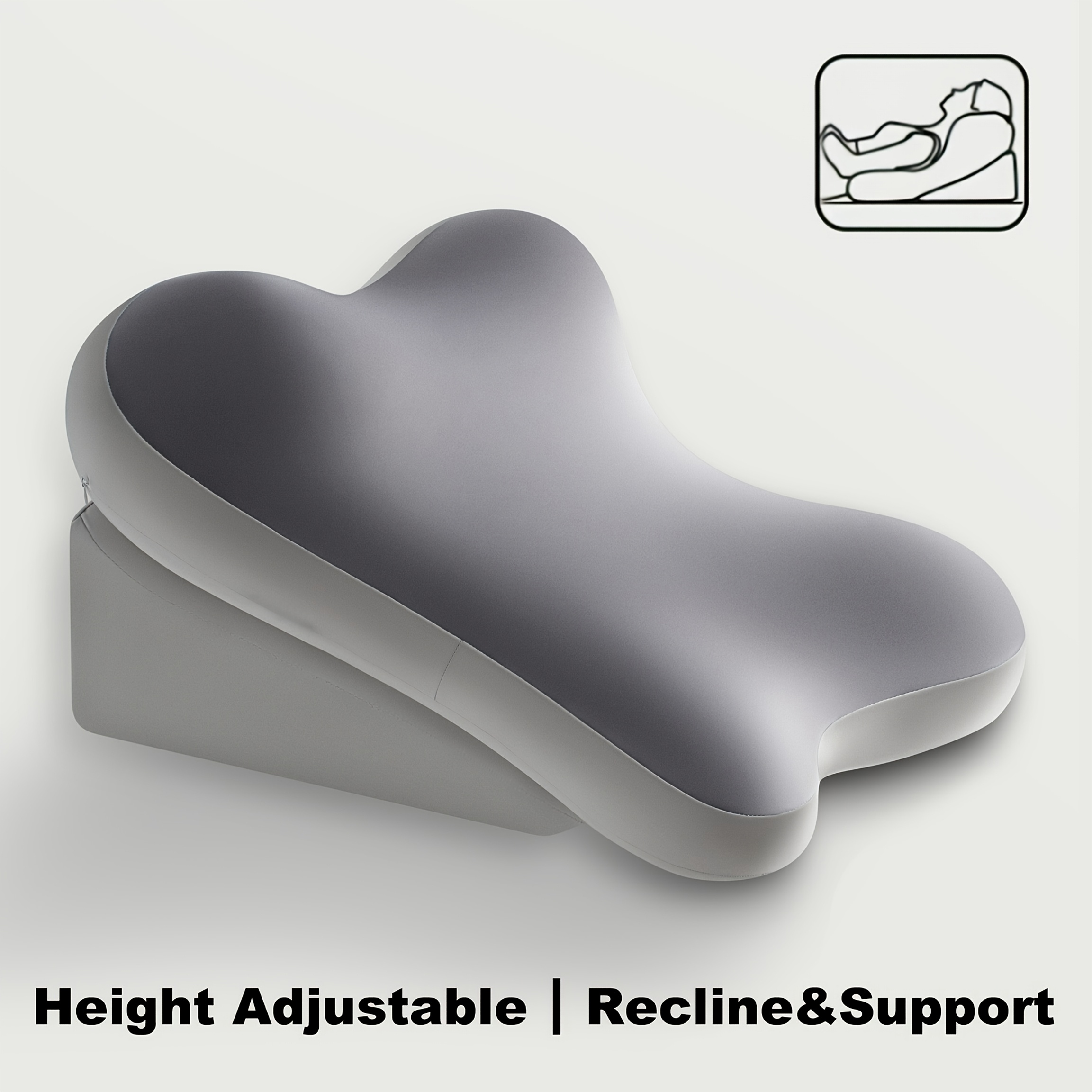 TEMU Ergonomic Bed Wedge Pillow, Adjustable Memory Foam Backrest For Reading, 2pcs Split Design Support Pillow For Sitting Up In Bed, Non-slip Lumbar