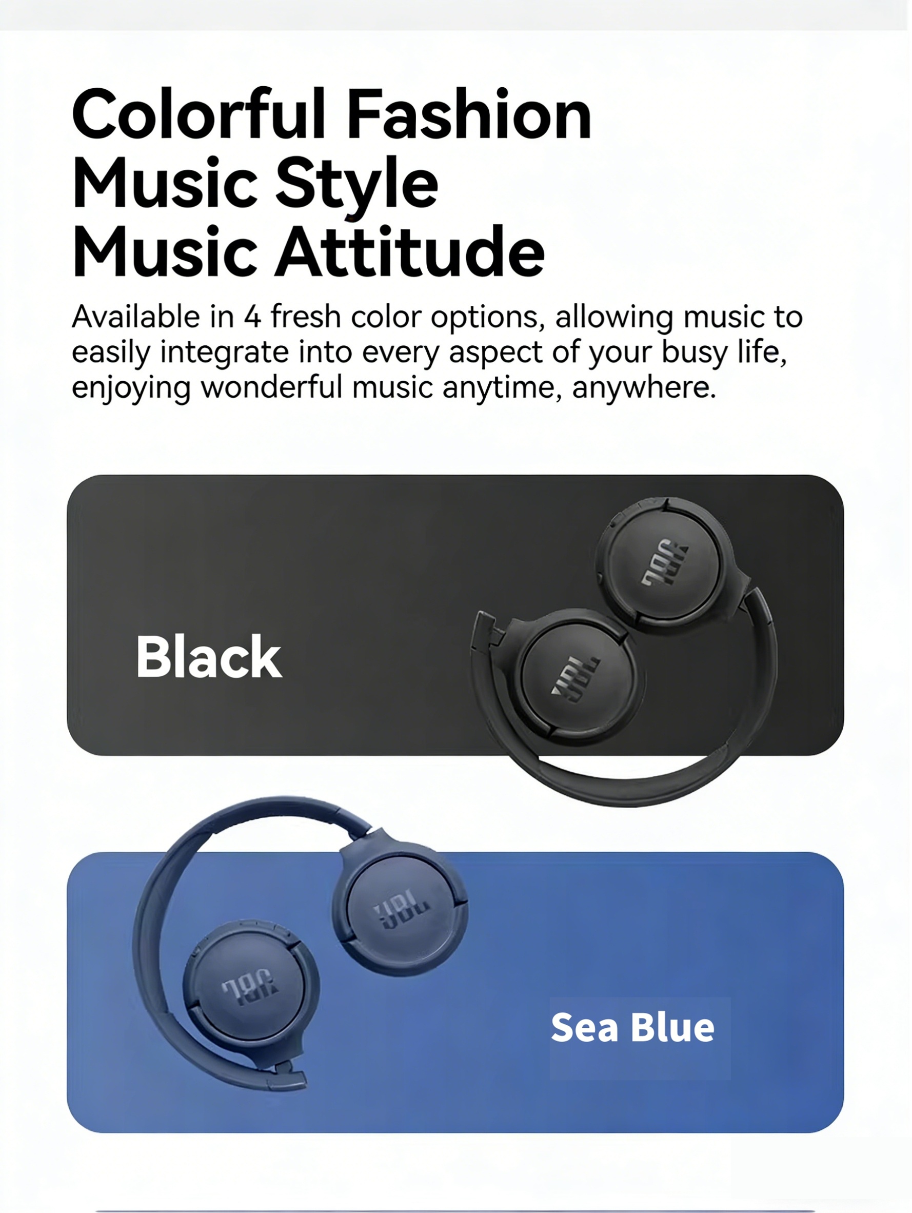 JBL Tune 520 BT, On-Ear Wireless Headphones, Pure Bass, 33Mm Dynamic Driver, Restoring Music Details, Call Noise Reduction, JBL APP, Multi-Scene, Suitable for Pop/Rock And Other Genres