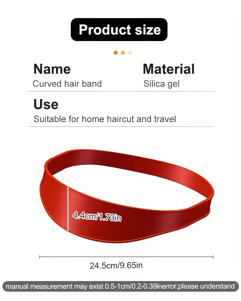 Men's Red Silicone Haircut Band - Flexible, Curved Hair Trimming Guide for DIY Home & Travel Use, Soft Grip Hair Styling Tool