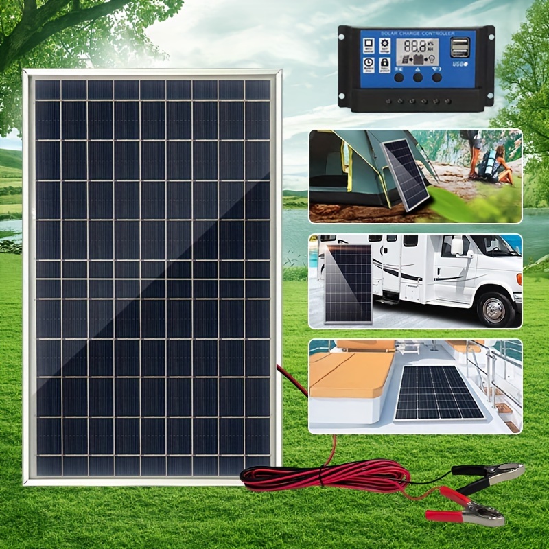 

high-capacity 100a" Portable Solar Charging Kit With 100a Controller - Dc 12v-18v-24v, Usb 5v - Ideal For Power Banks, Camping, Hiking, Cars, Boats, Phones, Street Lights & More