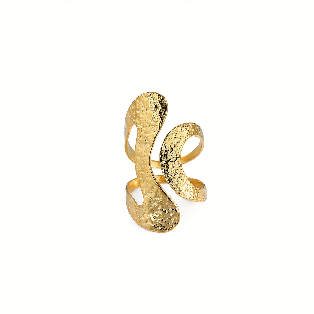 E-shop Ein geometrischer, breiter Ring aus Edelstahl im minimalistischen Unisex-Stil, für alltägliche Pendler-Outfits und trendige Accessoires.
