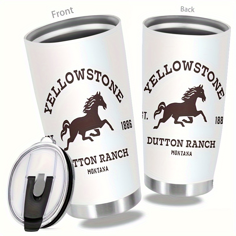 

Yellowstone 20oz Horse-themed Tumbler - Stainless Steel Insulated Travel Mug With Lid & Straw, Sustainable Reusable Drinkware For