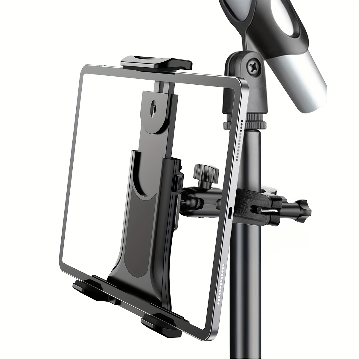 TEMU Adjustable Heavy-duty Tablet & Phone Holder Compatible For Smartphones, Microphones,, Treadmills - Clamp Mount With Stable Grip, Compatible For