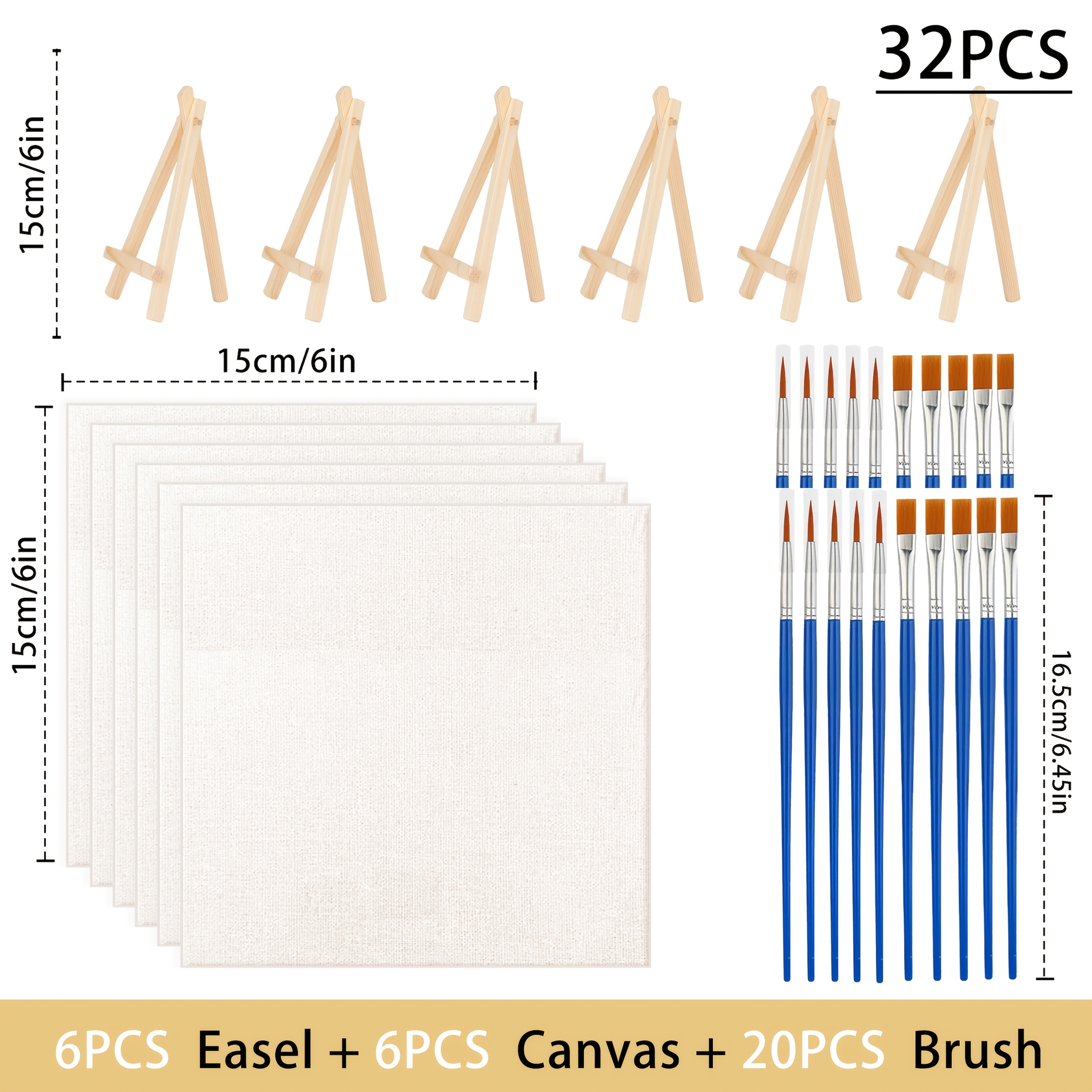 6 32pcs mini easel set 15 24 15 24 cm   desktop display easel pre coated canvas paint brushes   beginners to     portable and easy to carry ideal for small   christmas halloween gift   easel for painting painting tripod table easel watercolor paint by number   kit acrylic paint for painting 6easel 6canvas 20brush 0