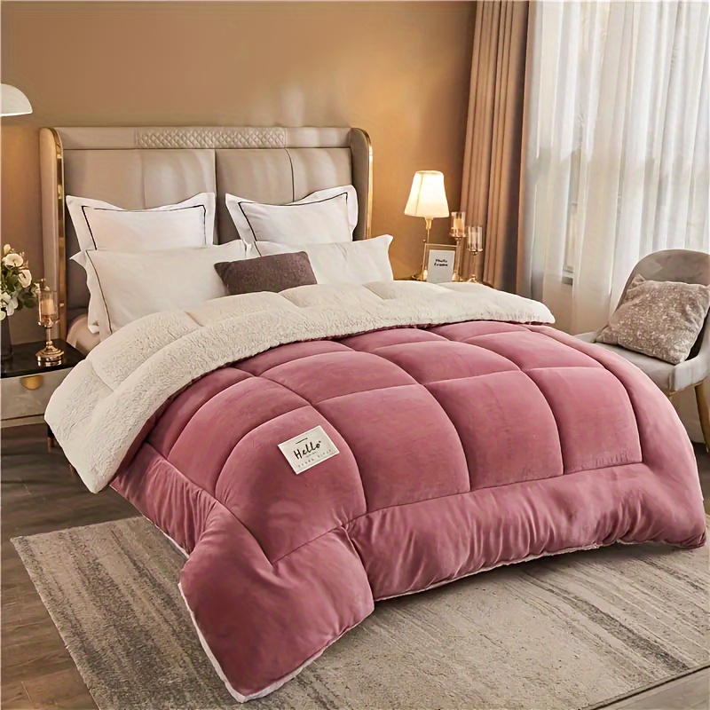 1pc   comforter   quilted   breathable box stitch solid color comforter machine washable bedroom warm autumn and winter comforter details 12