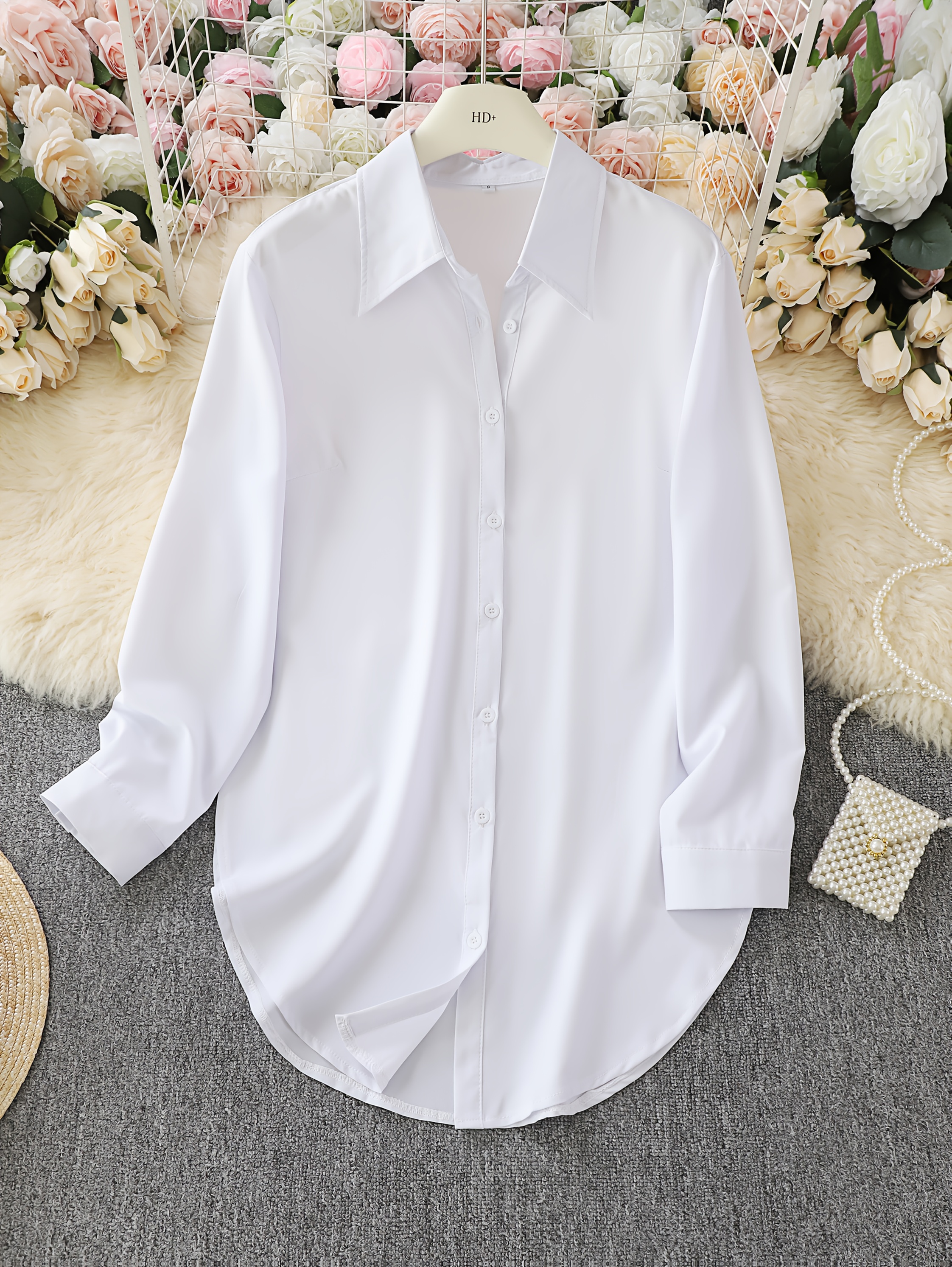 sachin and babi light blue dress Lapel Waist Cinching Lace Up Shirt Women Elegant Solid Long Sleeve Buttons  Irregular Hem Slim Fit Shirts Designer Versatile Tops main image 0