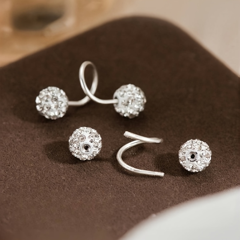 TEMU A Pair Of Elegant Irregular Rhinestone Round Ball Earrings, Daily Gifts And Decorations For, A Creative Jewelry Present.