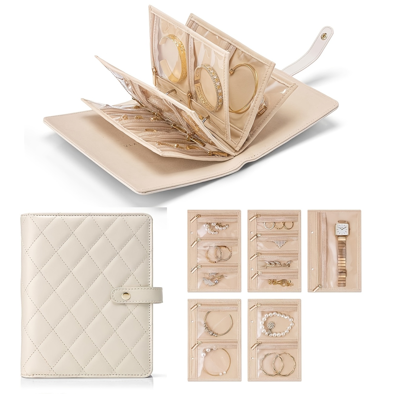 jewelry organizer book portable earring necklace ring storage album anti   travel jewelry binder with pockets travel jewelry organizer gift for women girls mom gift used for jewelry storage photo albums cards and postcards Product details 3