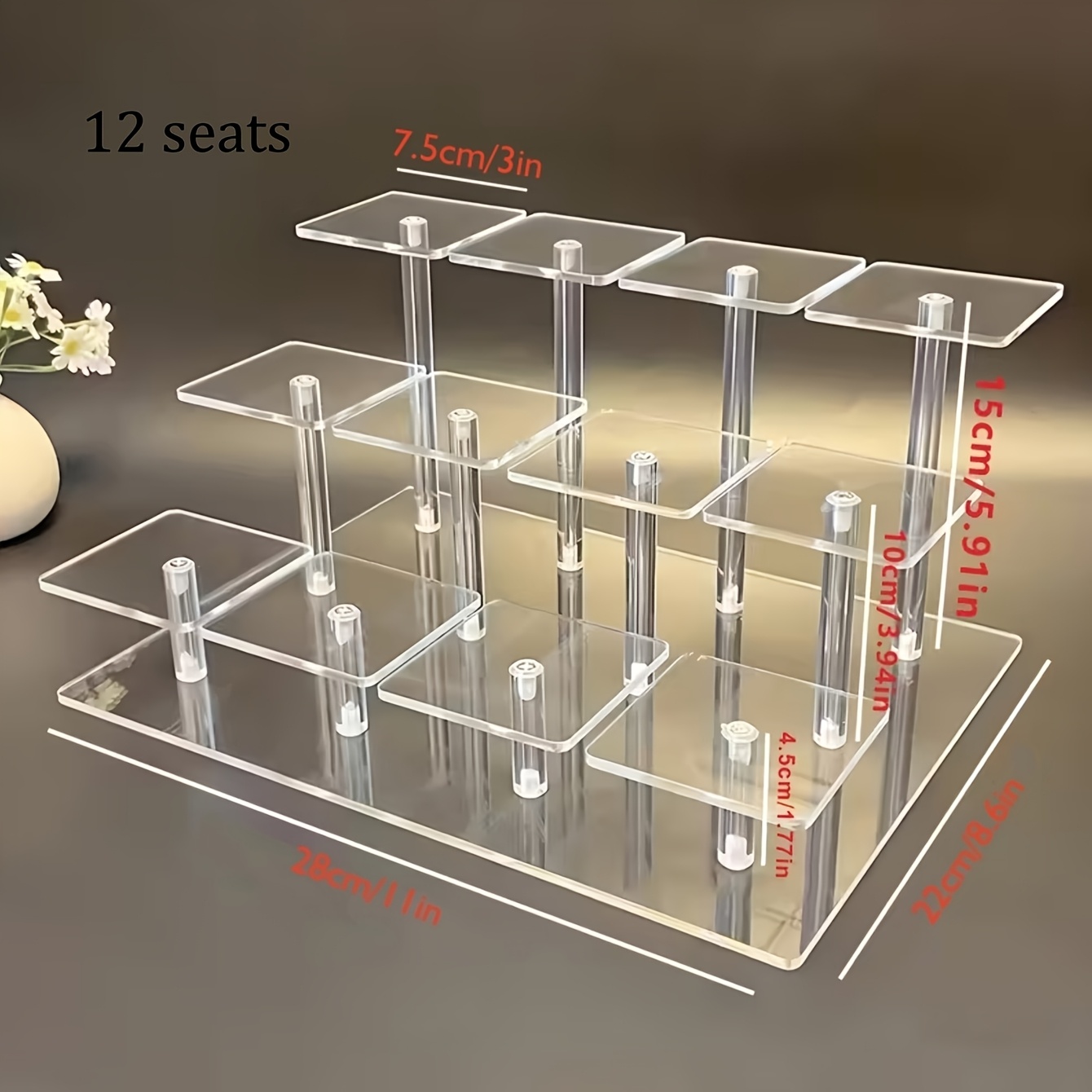 TEMU Transparent Acrylic Display Stand, Suitable For Doll Figures, Jewelry, Perfume, Display, For Mall Furniture And Store Showcases, Utility Racks