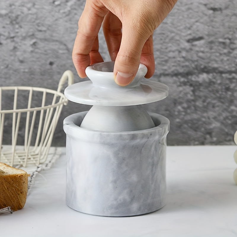 TEMU Butter Dish Suitable For Countertop, French Butter Keeper With Lid Marble Butter Plate And Stand