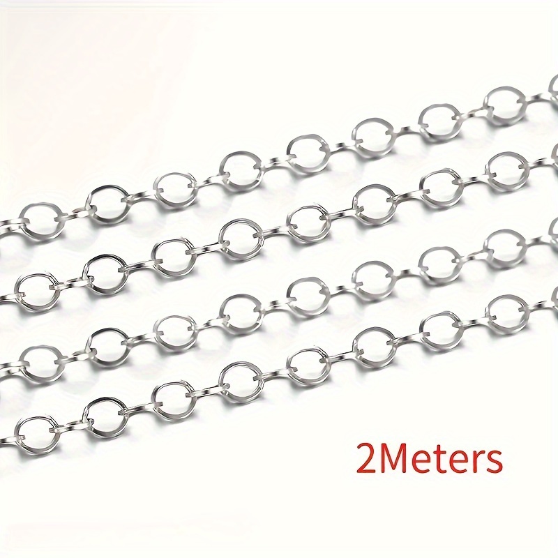 Image of 2 Meters / 78 Inches Of Golden And Silvery Polished O-ring Chain, Suitable For Diy Necklaces, Bracelets, Anklets, And Handmade Production Supplies.