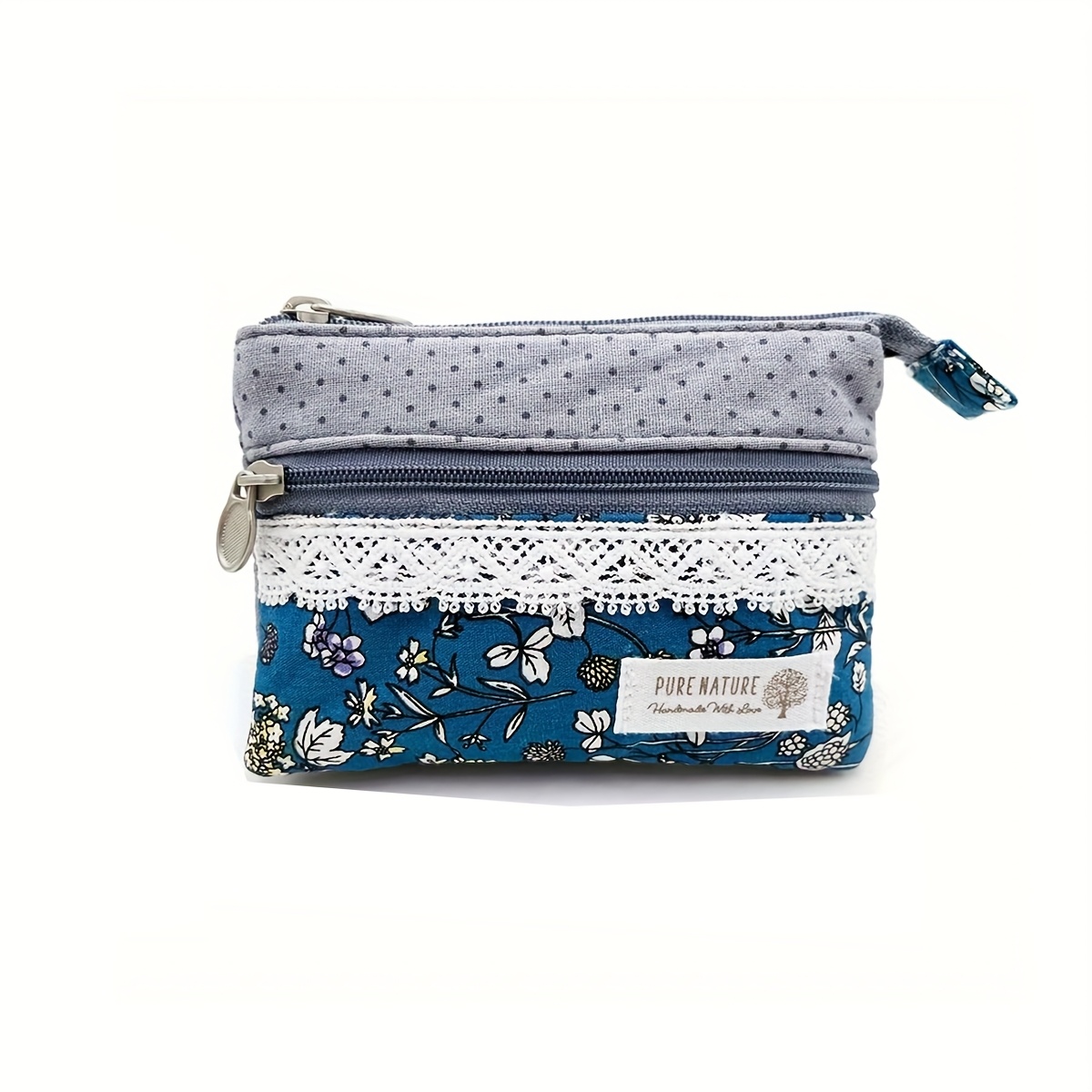 E-shop 1 Stück Neunfarbiges Retro-Münzfach mit Blumenmuster, Leichte kleine Münztasche mit Reißverschluss, Handgewebtes Blumenstickereidesign, Geeignet