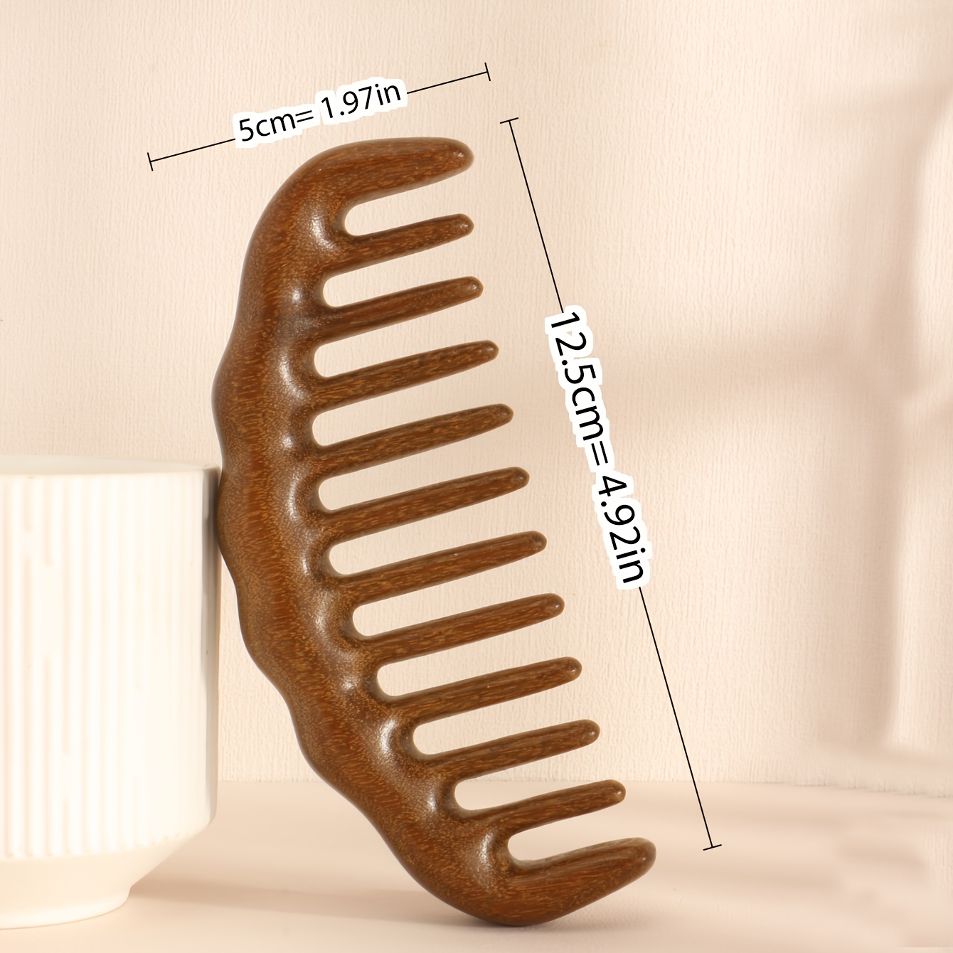 1 Peine de Sándalo | Madera Natural, Diseño de Dientes Anchos para Alisar el Cabello, Portátil para Uso Doméstico