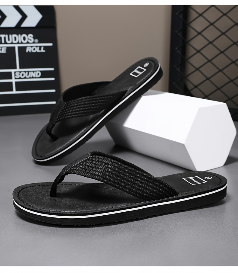 mens minimalist solid color slip on sandals breathable lightweight eva sole fabric upper round toe casual outdoor   shoes Product details 5