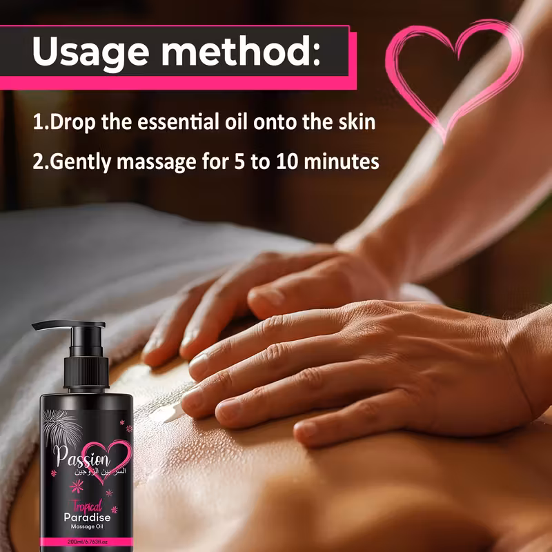 زيت تدليك الجنة بالفيتامينات والمعادن - تغذية عميقة وترطيب بلون بيج فاتح، انزلاق لطيف وسلس، خفيف الوزن وغير دهني - مثالي للتدليك الزوجي تفاصيل المنتج 5