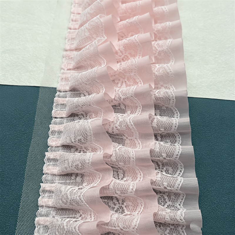 TEMU de Long, 12Cm de Large, Garniture de Dentelle en Dimensionnelle à 3 Épaisseurs - Convient pour Ourlet de Jupe Plissée, Poignets, Décoration de