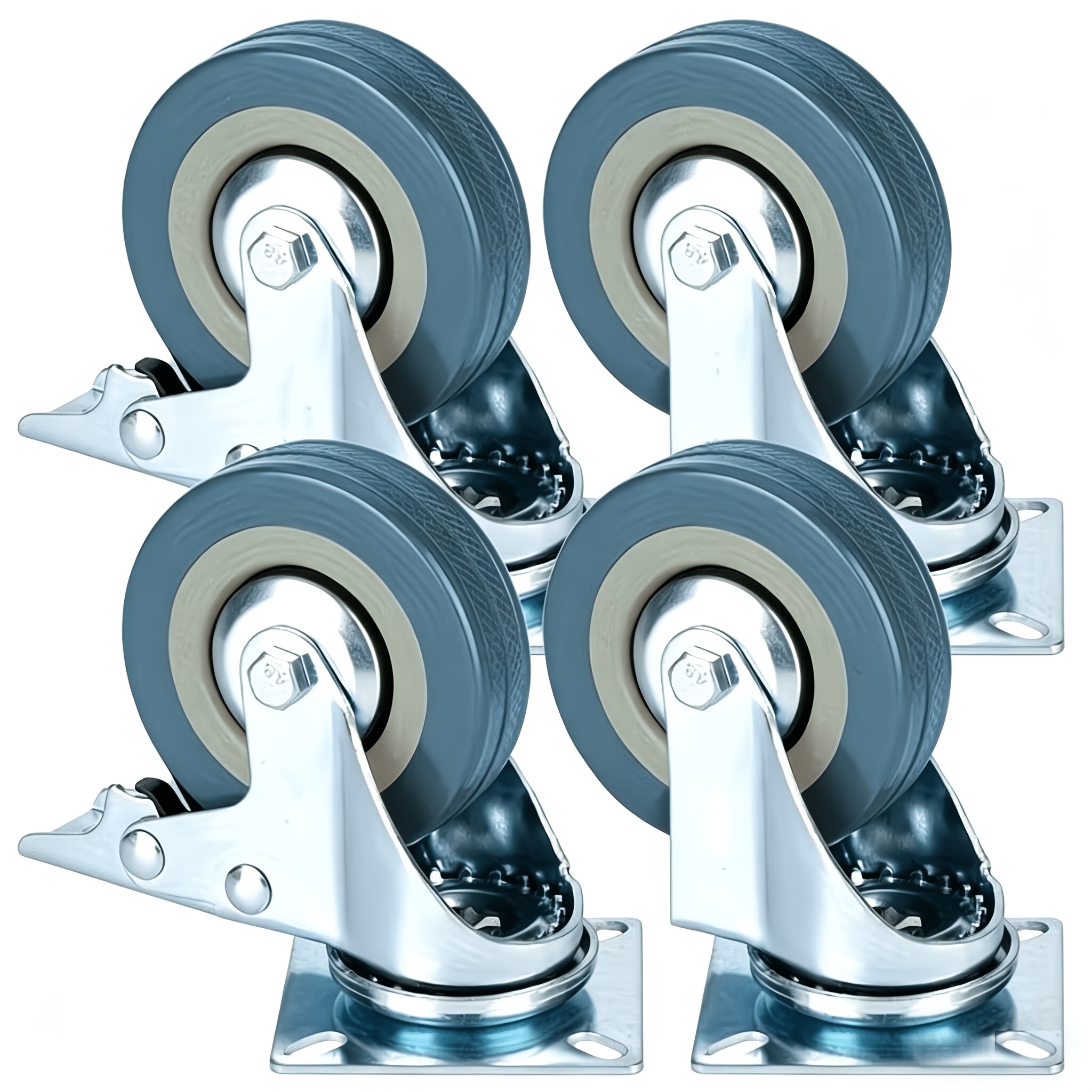 4pcs Set Of Durable 2-inch Caster Wheels With Locks And Bearings, Designed For Furniture And Workbenches