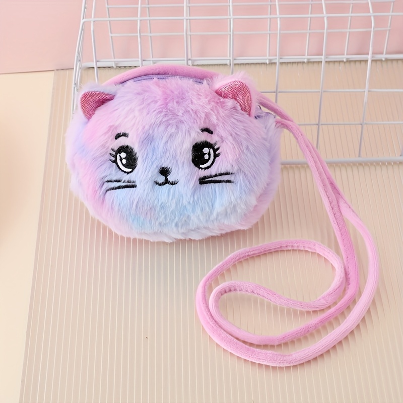 Fluffy Fuzzy Cat Crossbody Purse Dye Plush Shoulder Bag Coin Purse