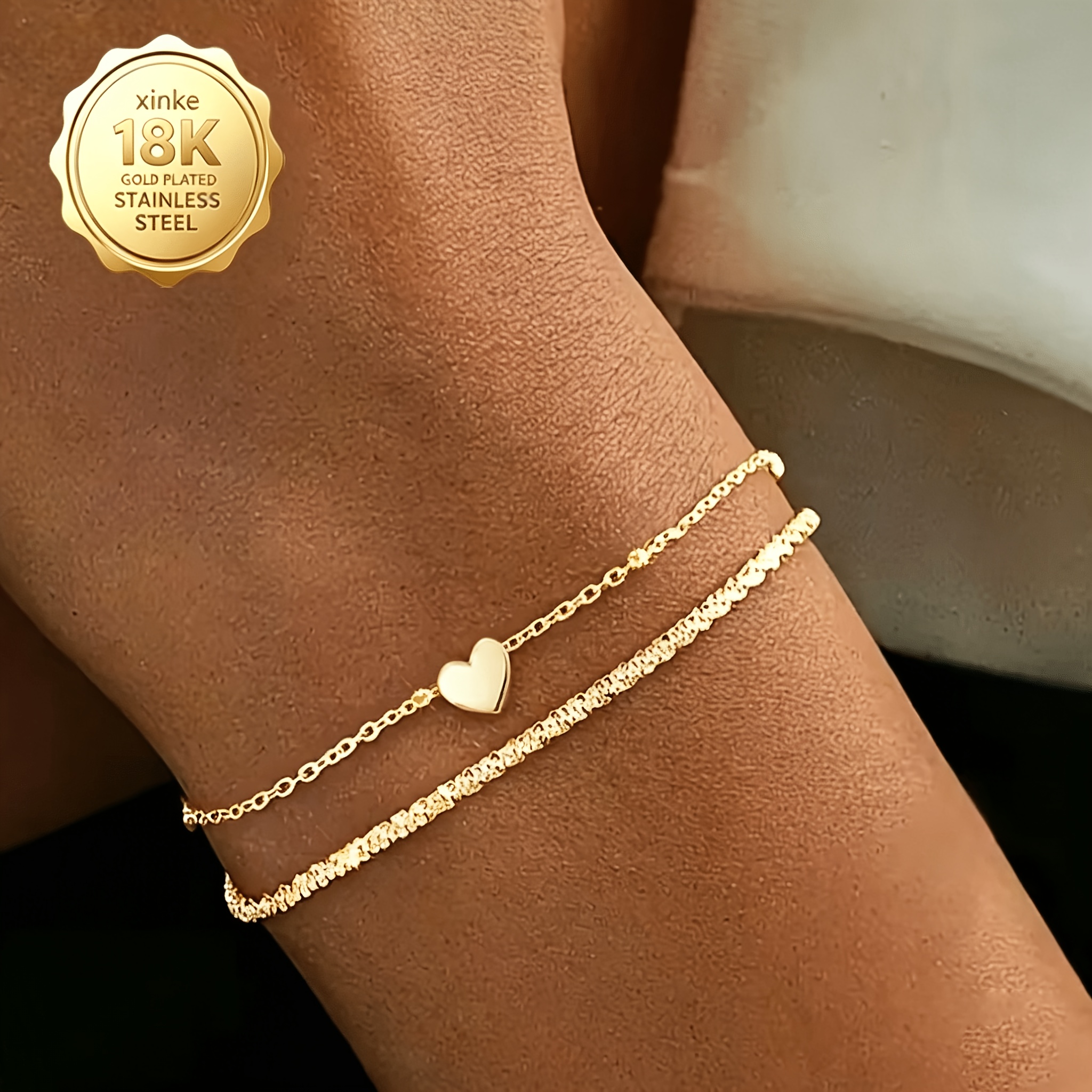 1pc Fashion Easy Shimmering Sparkling Starry Heart Double-layer Bracelet, Women' Outing Matching Jewelry
