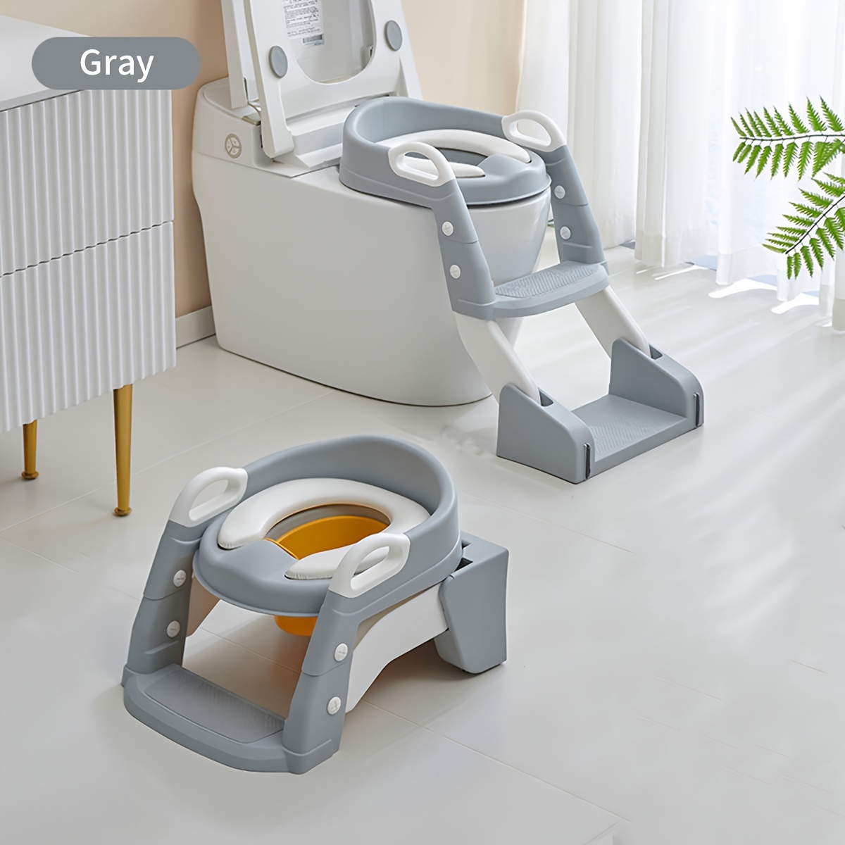 TEMU Asiento de entrenamiento para el baño, silla de baño ajustable con escalón resistente antideslizante, y protector contra salpicaduras