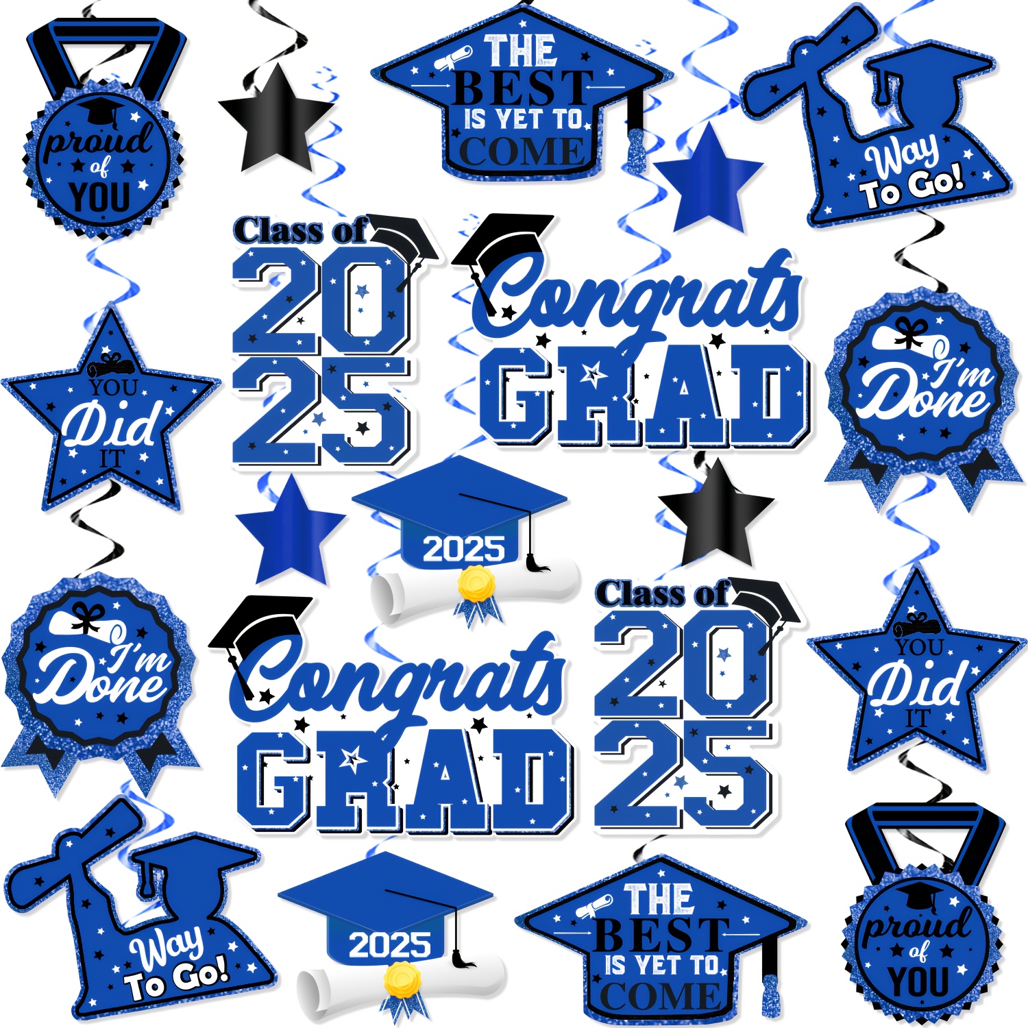 

40pcs Graduation Party Decorations Set, 2025 Class Of 20 Grad Hanging , Paper Bachelor Cap & Uniform Ornaments For Home & Outdoor Celebrations, No Electricity Needed