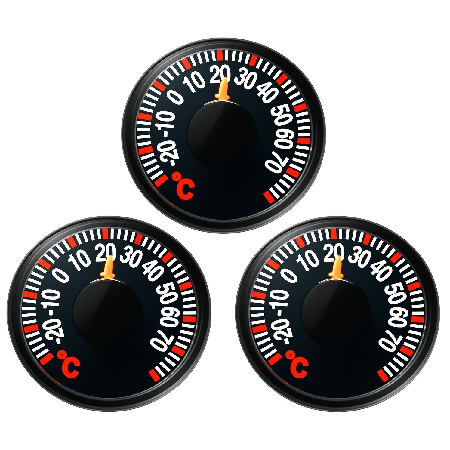TEMU 3pcs Set Of Battery-free Mini Thermometers, Suitable For Car Dashboards, Instant-read Thermometers With Plastic Casing, Compact Round Car